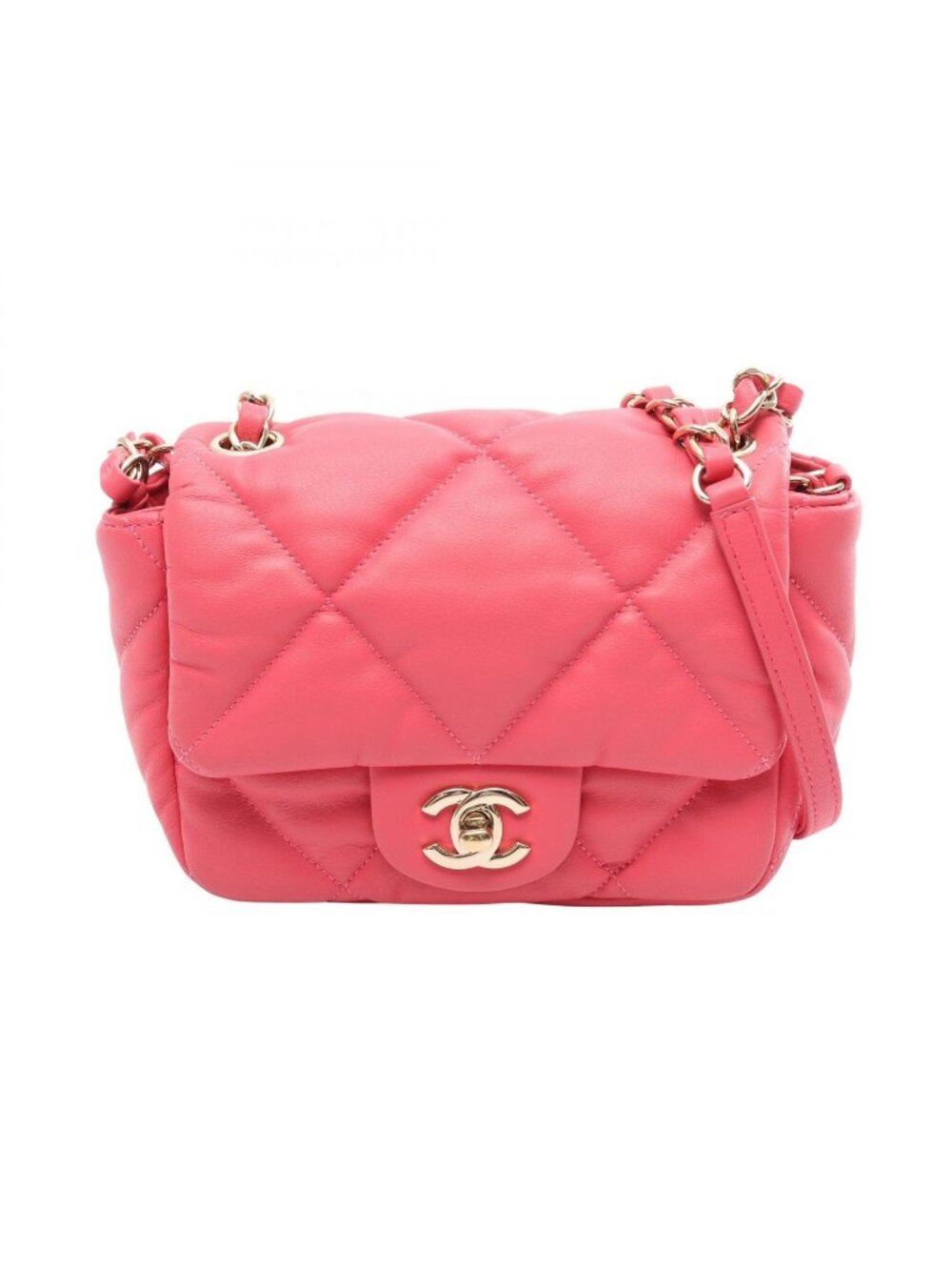 Chanel Shoulder Bag Quilted Pink Lambskin Bubble Quilt Small Flap